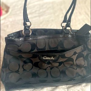 Black Coach monogram shoulder bag